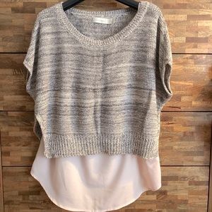 Light weight cropped short sleeve knit sweater
